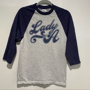 Lady A Baseball Style Concert Tour Shirt Navy Gray Size Small